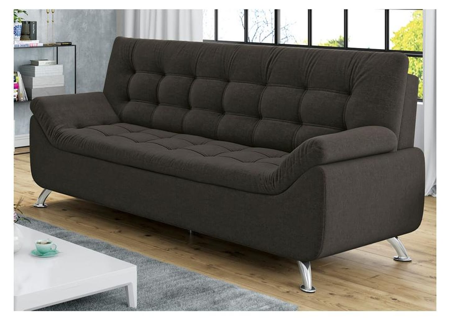 Sofá 3 Lugares Suede Linoforte Durban