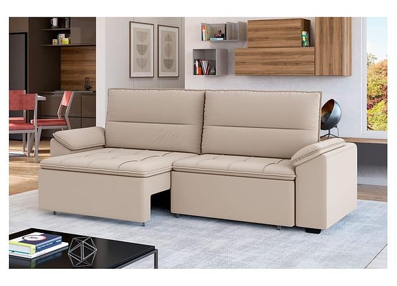 Sofá Retrátil Reclinável 5 Lugares Veludo Panamá Besthouse