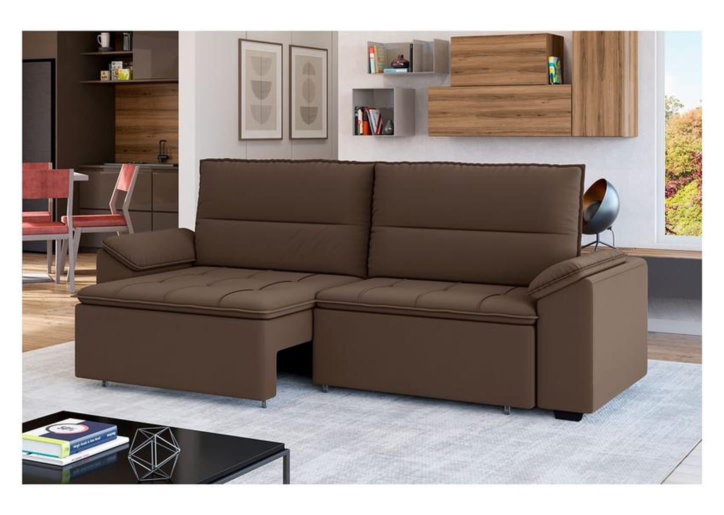 Sofá Retrátil Reclinável 5 Lugares Veludo Panamá Besthouse