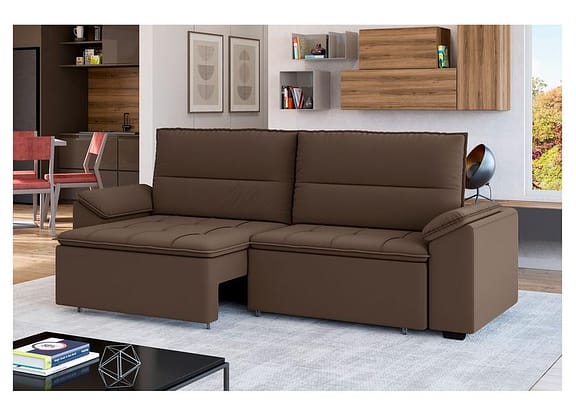 Sofá Retrátil Reclinável 5 Lugares Veludo Panamá Besthouse