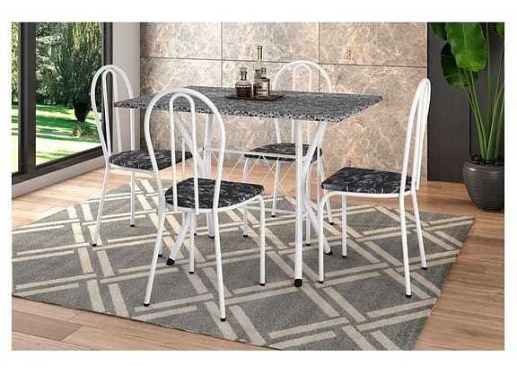 Mesa de Jantar 4 Cadeiras Retangular Branca - Artefamol America Bruna