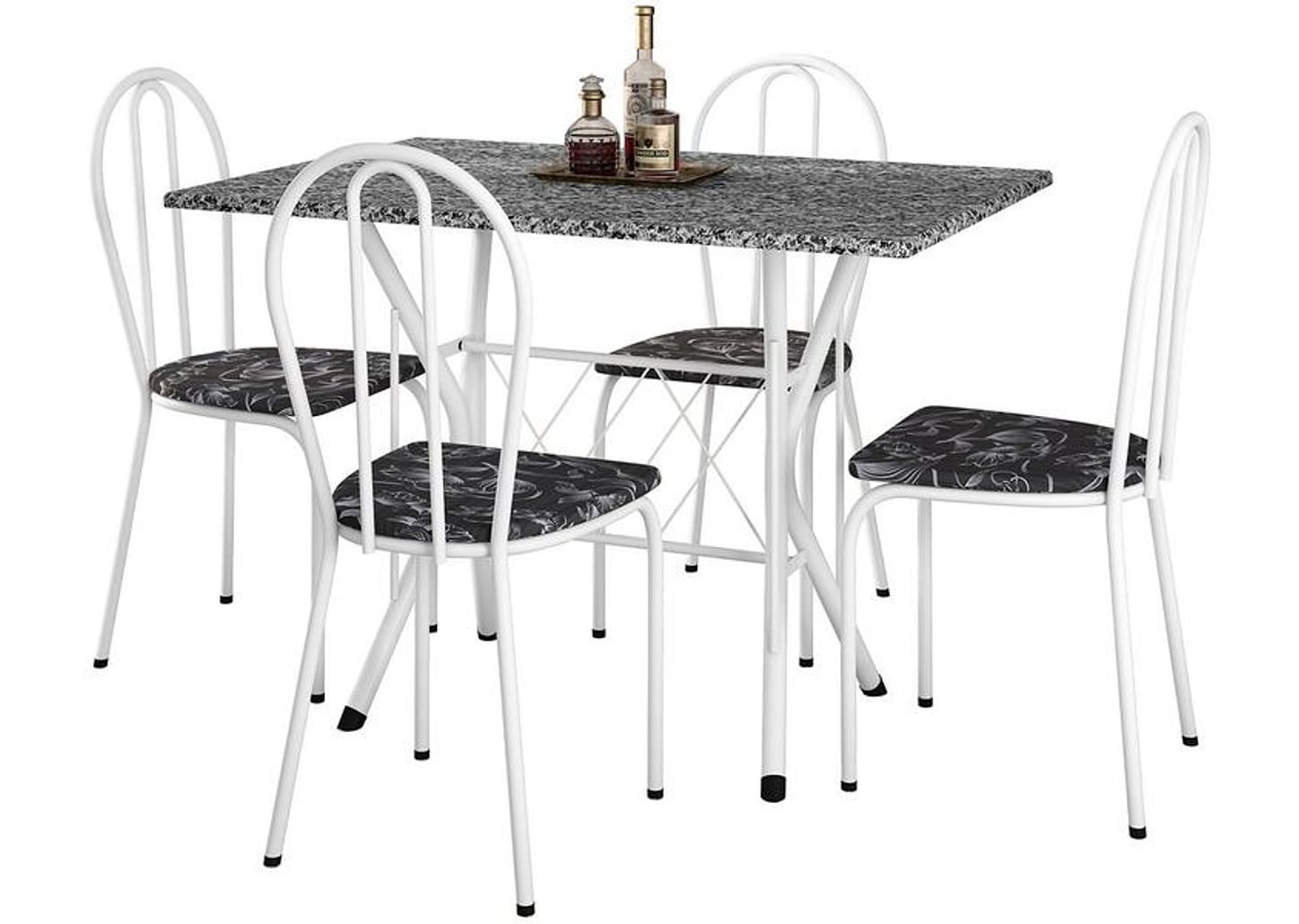 Mesa de Jantar 4 Cadeiras Retangular Branca - Artefamol America Bruna