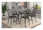 Mesa de Jantar 6 Cadeiras Retangular Preta - Artefamol America Bruna