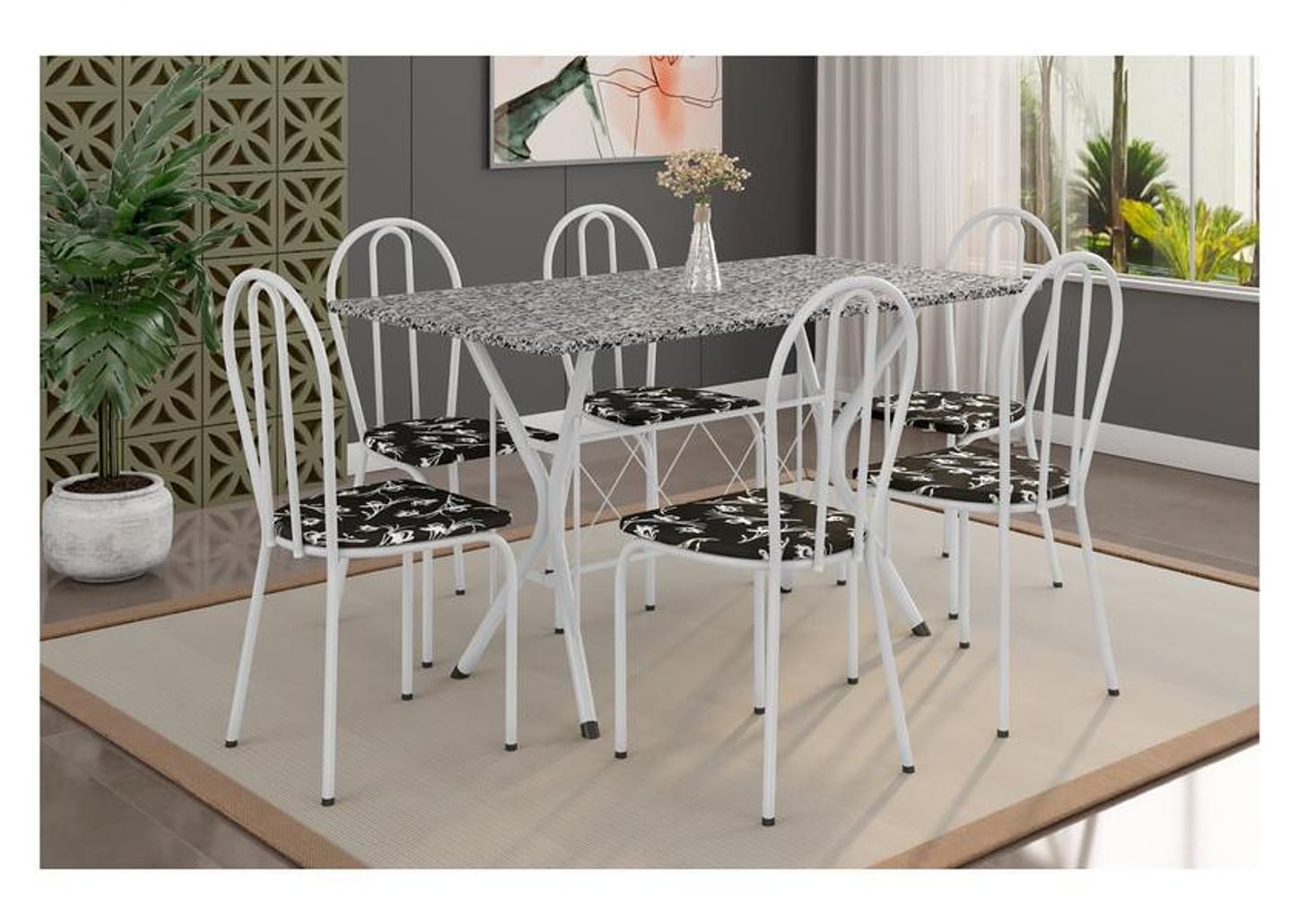 Mesa de Jantar 6 Lugares Retangular Branca - Artefamol América Bruna