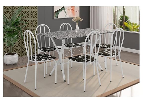 Mesa de Jantar 6 Lugares Retangular Branca - Artefamol América Bruna