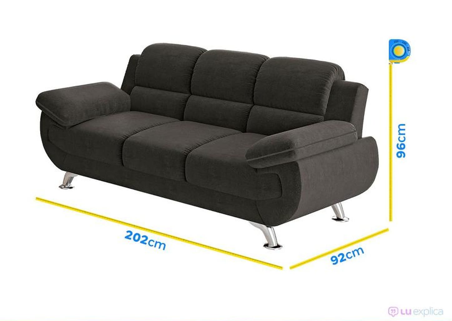 Sofá 3 Lugares Suede Spazium Linoforte