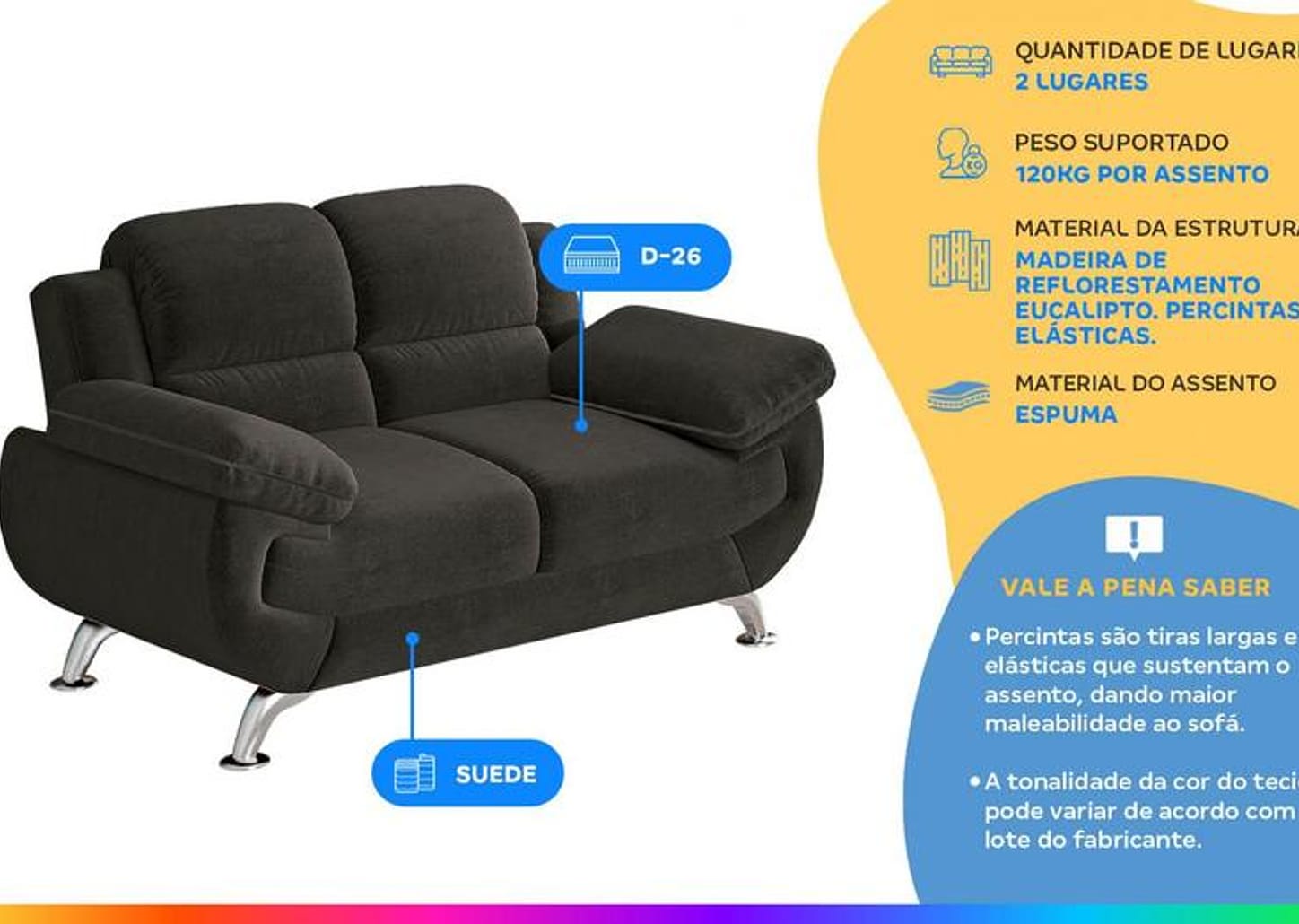 Sofá 2 Lugares Suede Spazium Linoforte