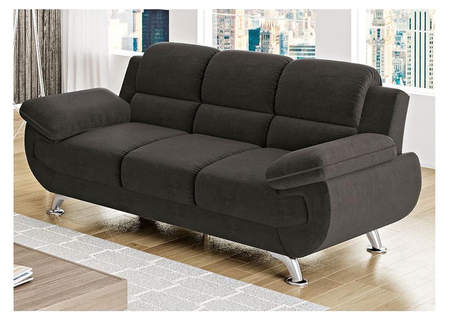 Sofá 3 Lugares Suede Spazium Linoforte