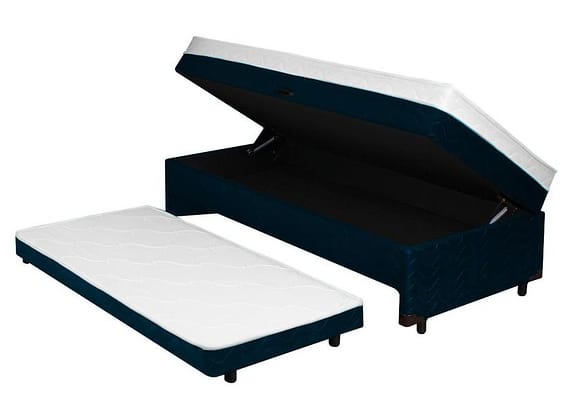 Cama Box Solteiro SMP Conjugada com Cama Auxiliar - LightSpuma BIBOX Baú Lady