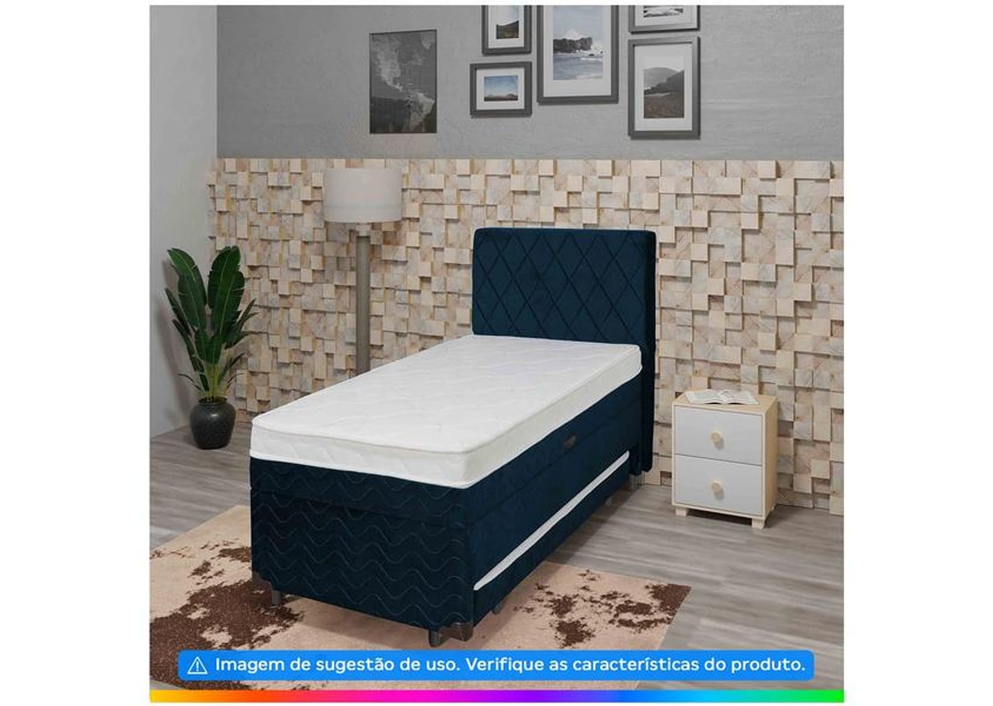 Cama Box Solteiro SMP Conjugada com Cama Auxiliar - LightSpuma BIBOX Baú Lady