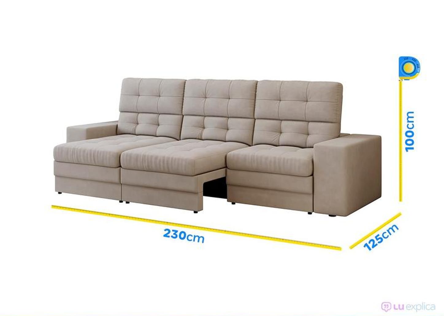 Sofá Retrátil Reclinável 4 Lugares Veludo Roma Besthouse