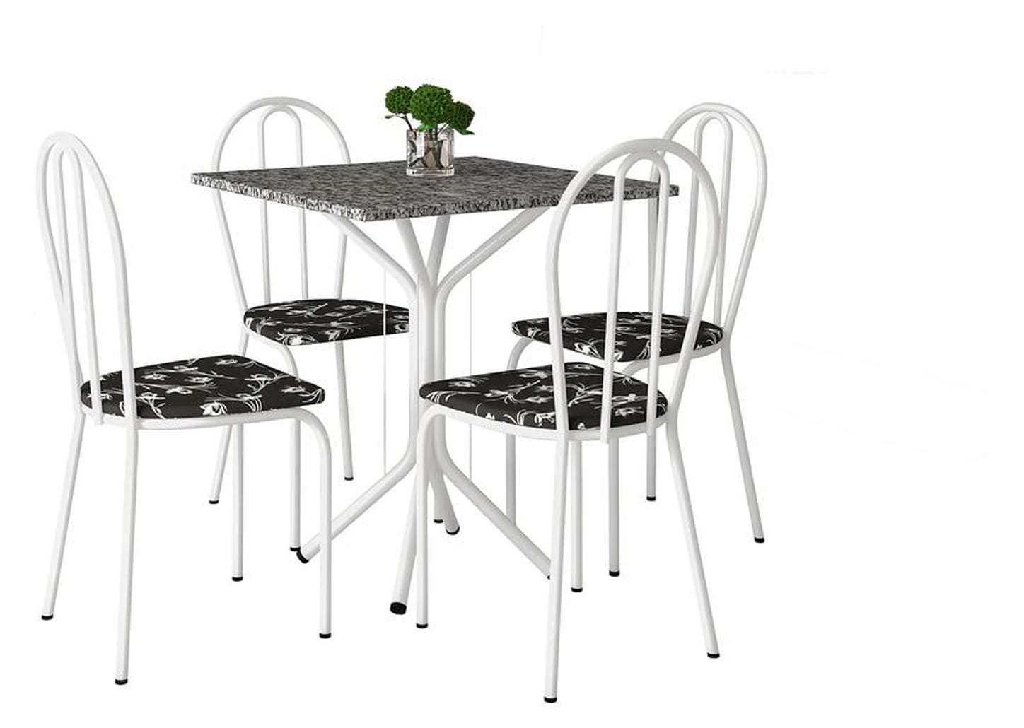 Mesa de Jantar 4 Cadeiras Quadrada Branca Artefamol America Thais