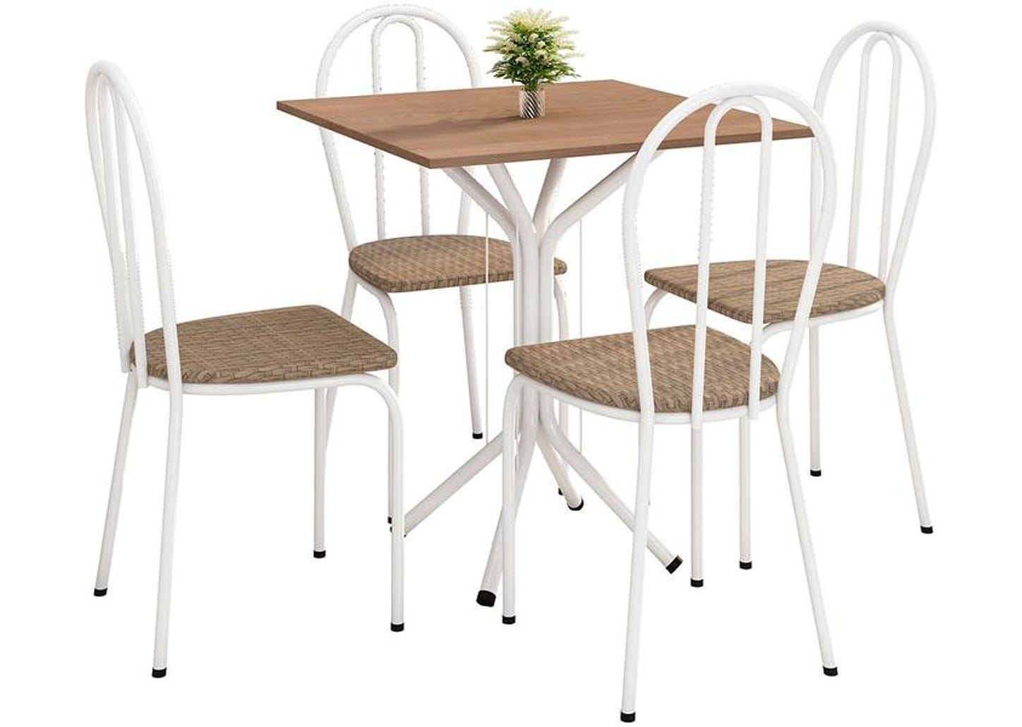 Mesa de Jantar 4 Cadeiras Quadrada Branca Artefamol America Thais