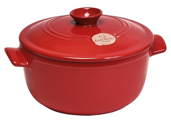 Caçarola Emile Henry de Cerâmica com Tampa 22cm 2,5L Vermelha