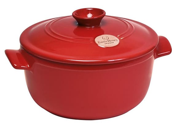 Caçarola Emile Henry de Cerâmica com Tampa 28,5cm 5L Vermelha