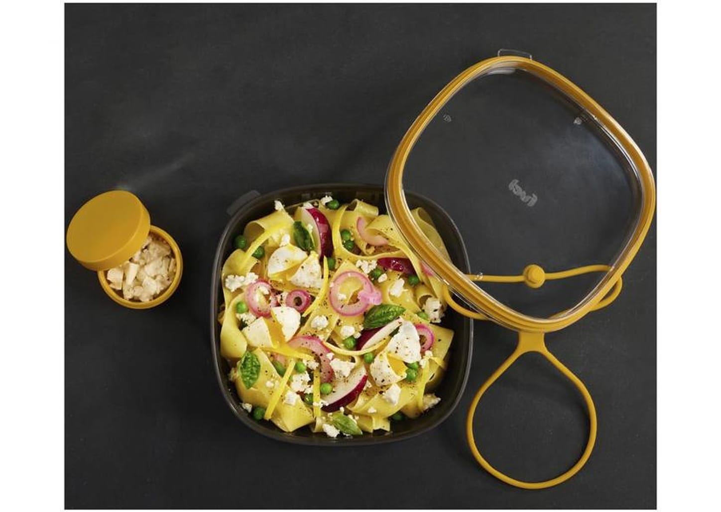 Bowl de Polipropileno e Silicone Amarelo e Preto com Tampa Trudeau