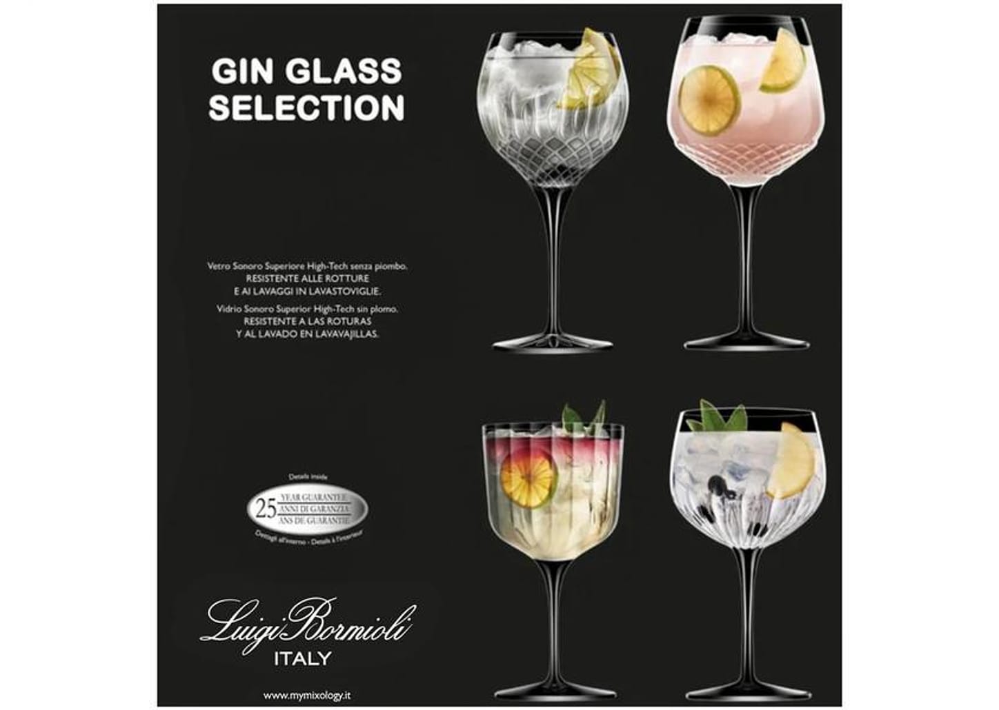 Jogo de Taças para Gin e Martini de Vidro 4 Peças - Luigi Bormioli Selection