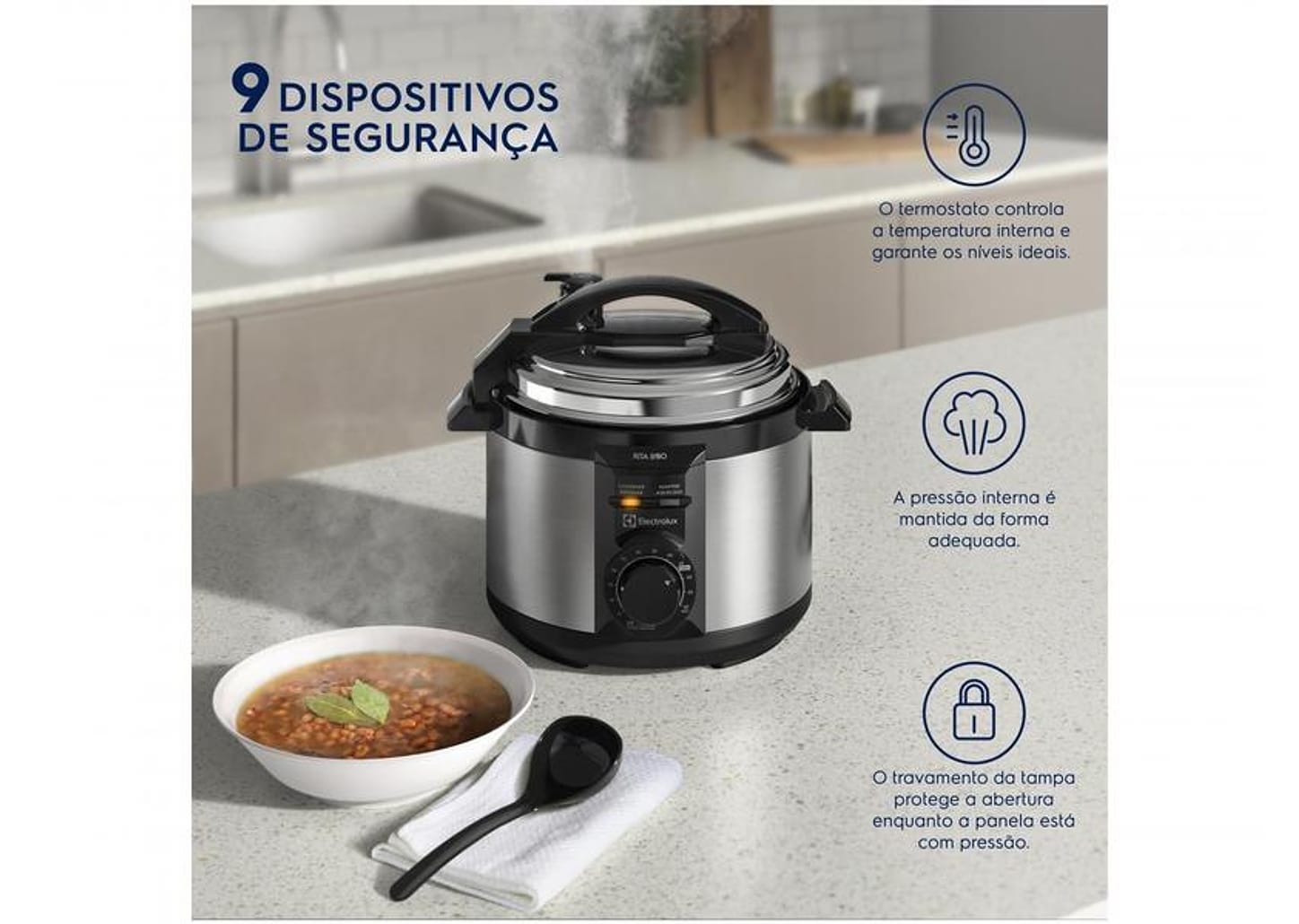 Panela de Pressão Elétrica Electrolux 3L Inox 700W - Efficient por Rita Lobo PCE15