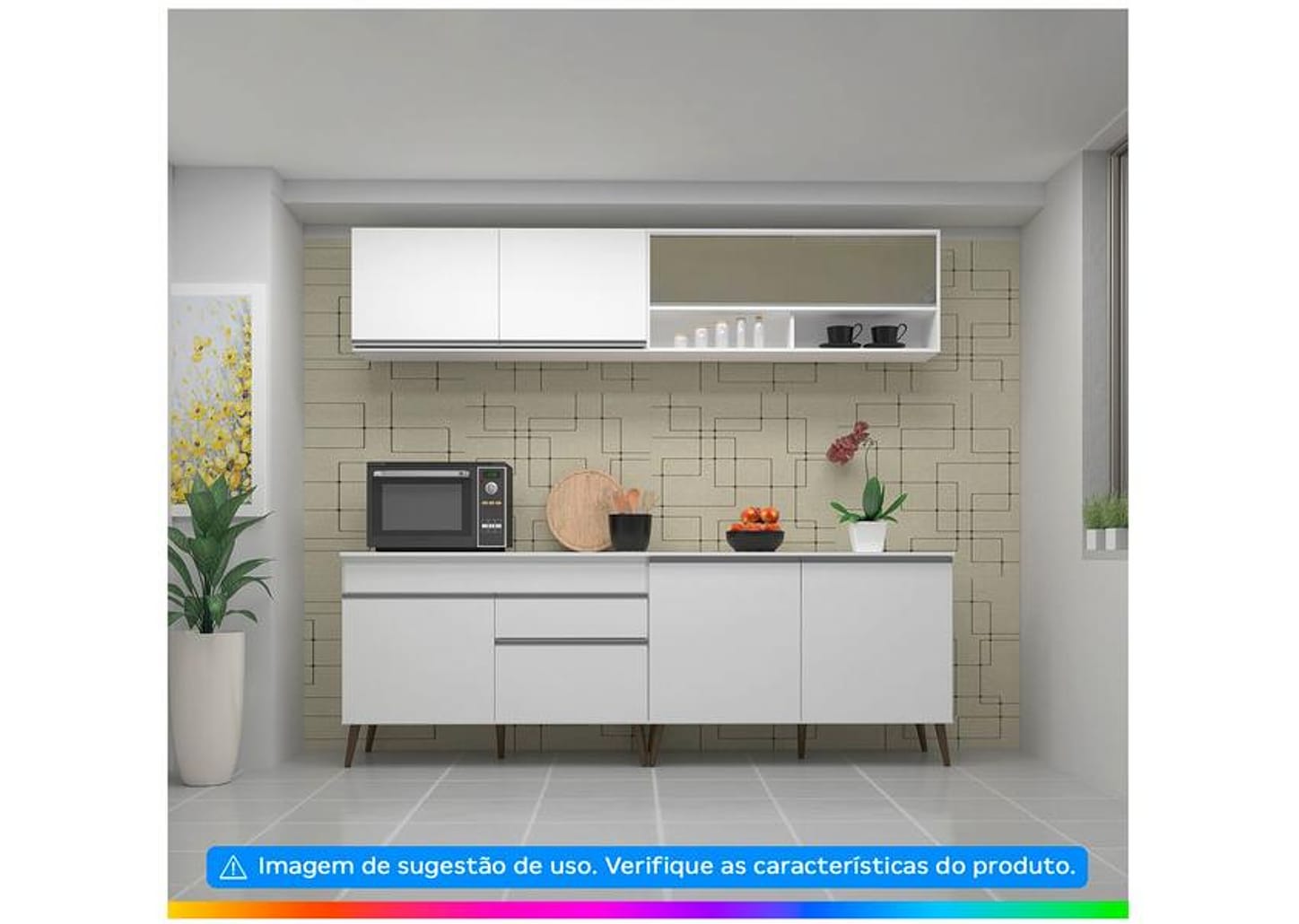 Balcão de Cozinha com Tampo para Pia Luciane 2 Portas 1 Gaveta Veneza