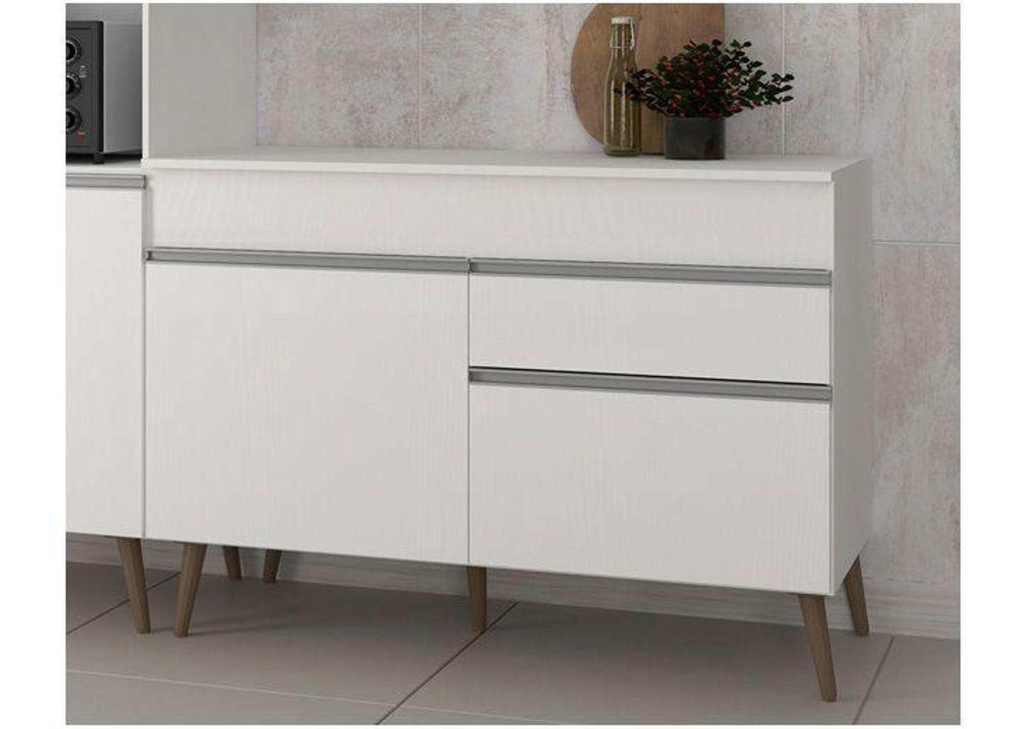 Balcão de Cozinha com Tampo para Pia Luciane 2 Portas 1 Gaveta Veneza