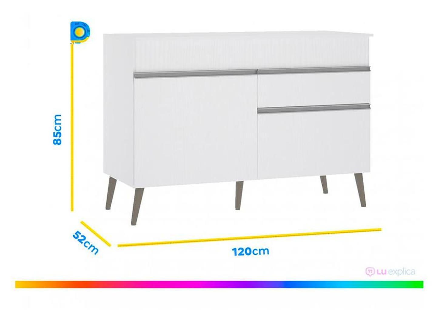 Balcão de Cozinha com Tampo para Pia Luciane 2 Portas 1 Gaveta Veneza