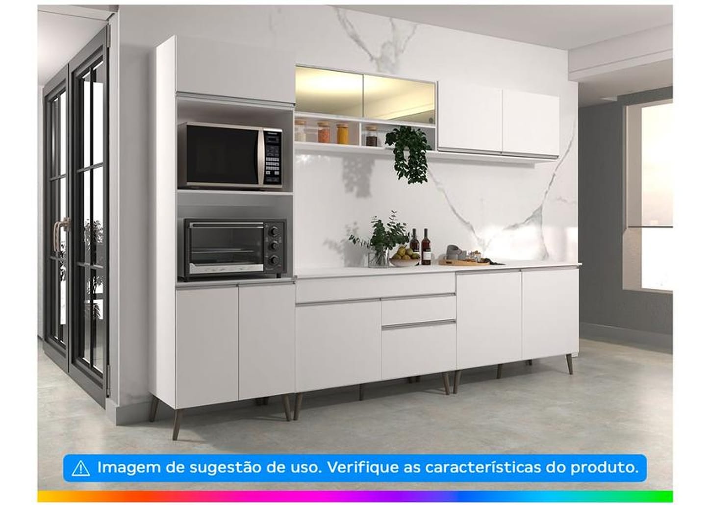 Balcão de Cozinha com Tampo para Pia Luciane 2 Portas 1 Gaveta Veneza