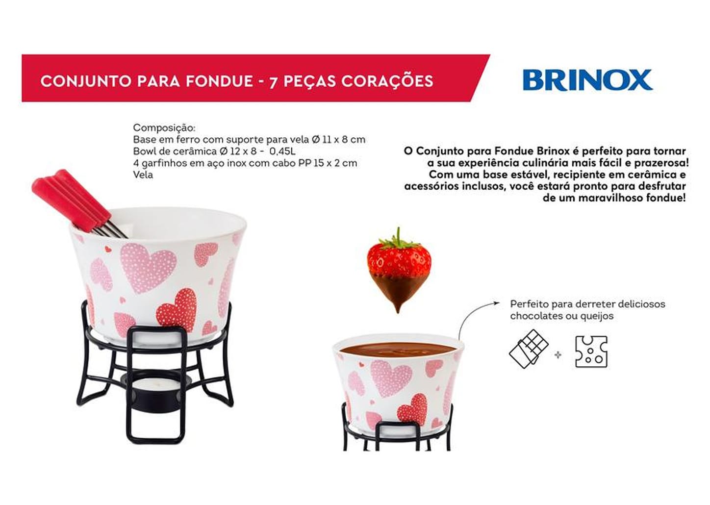 Aparelho de Fondue de Cerâmica Brinox 7 Peças