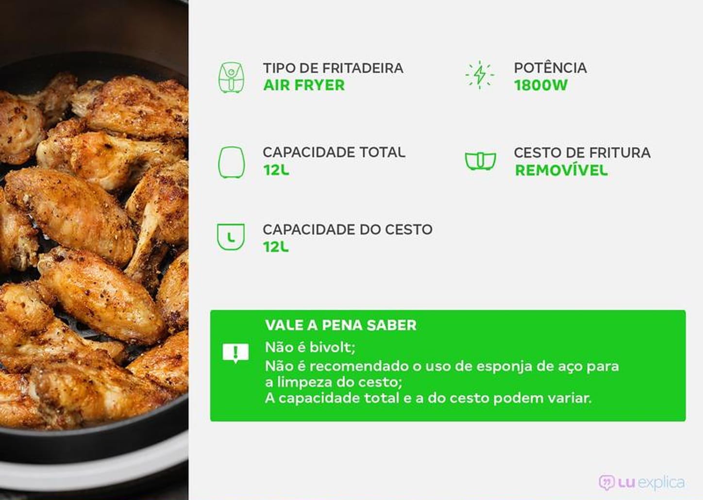 Fritadeira Elétrica sem Óleo/Air Fryer Elgin - Oven Fry 4 em 1 Preta com Forno 12L