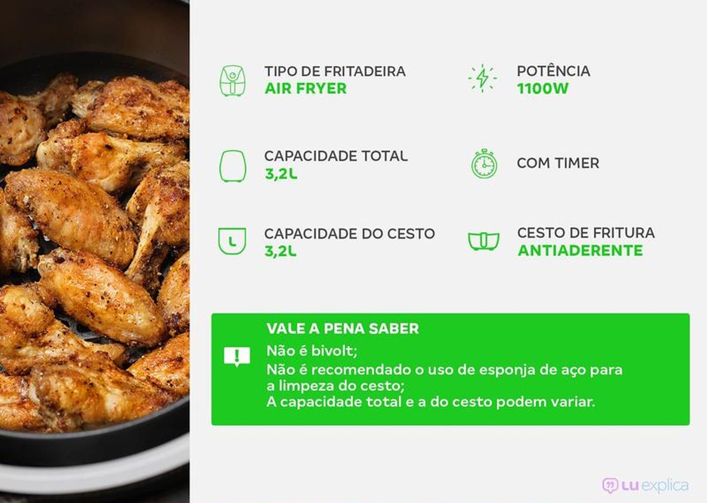 Fritadeira Elétrica sem Óleo/Air Fryer Arno - Easy Fry Preta com Timer 3,2L