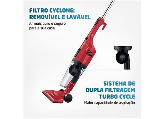 Aspirador de Pó 2 em 1 Mondial 1100W Turbo Cycle - AP-36 Vermelho e Preto