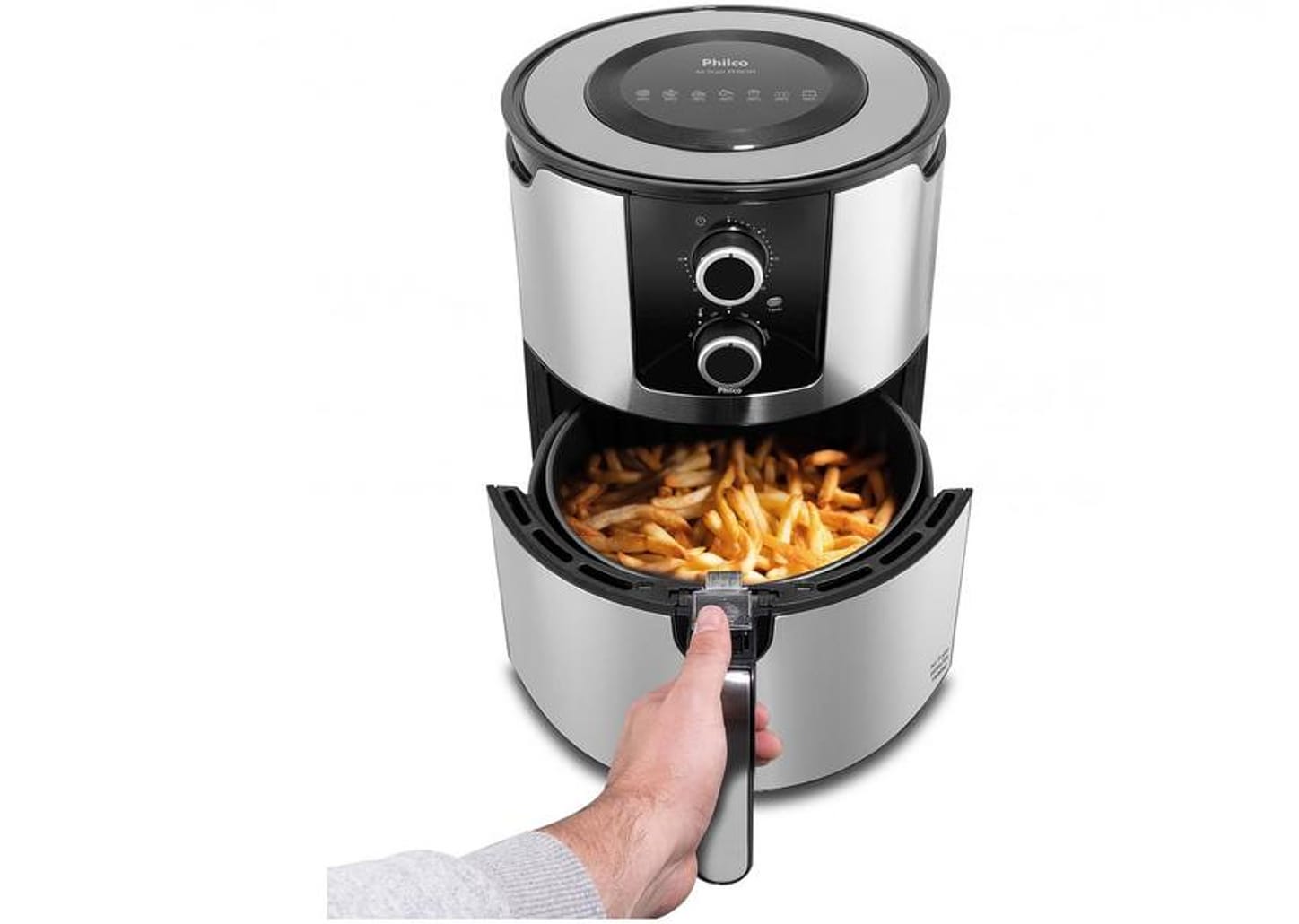 Fritadeira Elétrica sem Óleo/Air Fryer Philco - Preta e Prata 6,1L