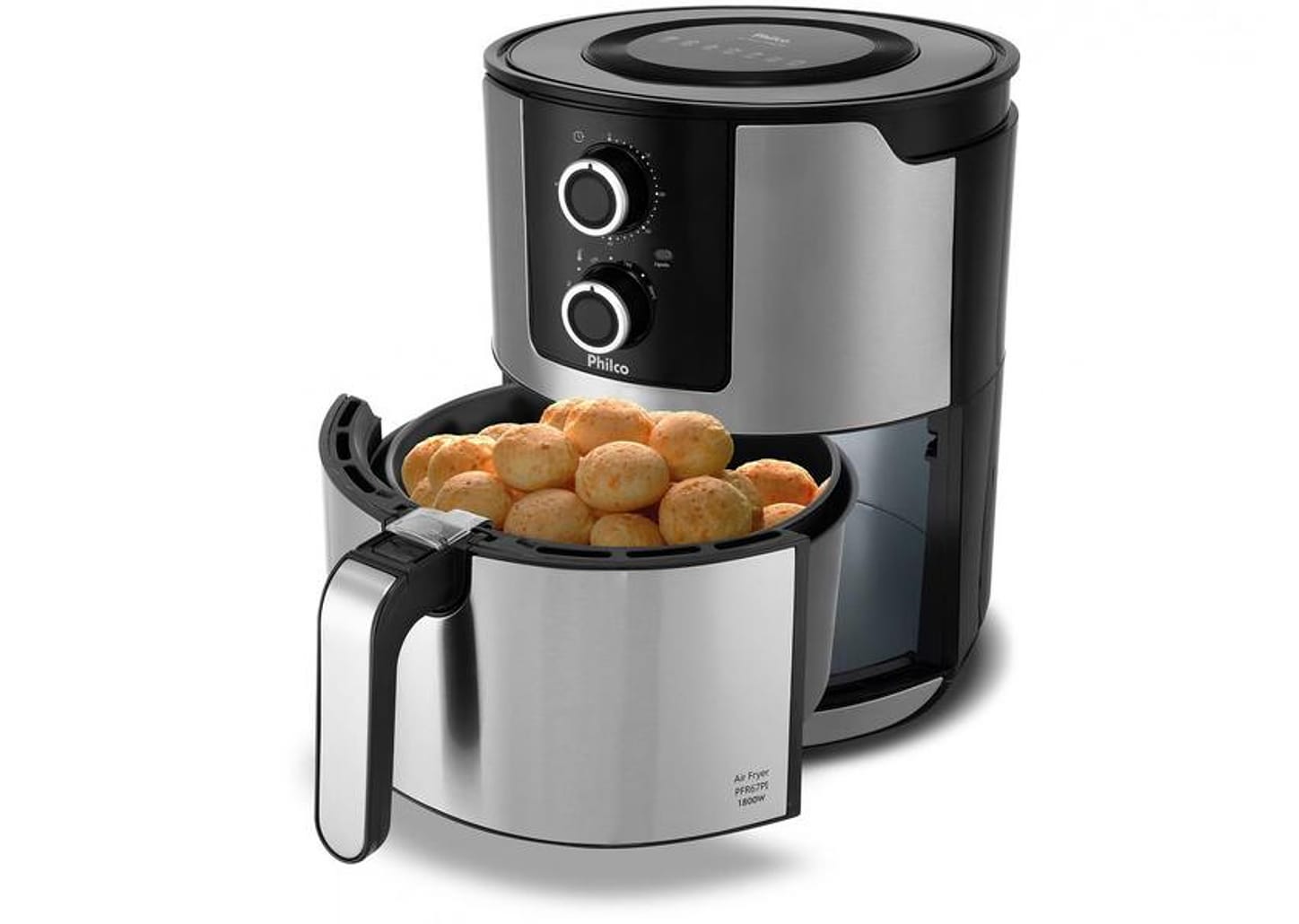 Fritadeira Elétrica sem Óleo/Air Fryer Philco - Preta e Prata 6,1L