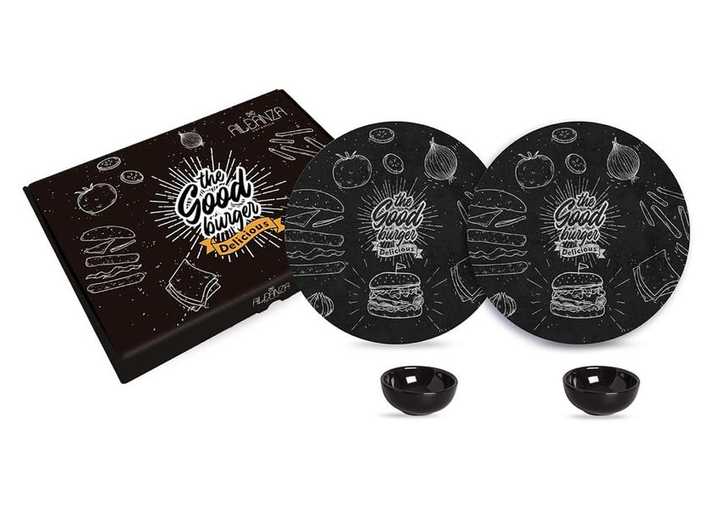 Conjunto para Servir Alleanza Burguer Black 4 Peças