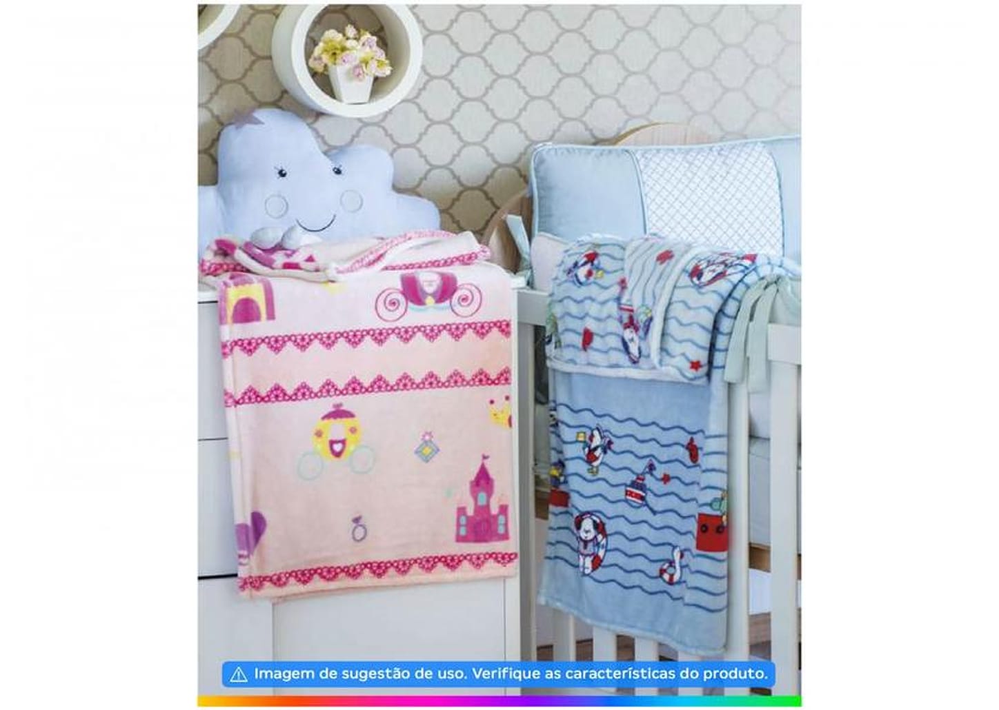 Cobertor Infantil para Berço Jolitex de Microfibra Flannel Kyor Princesa Azul