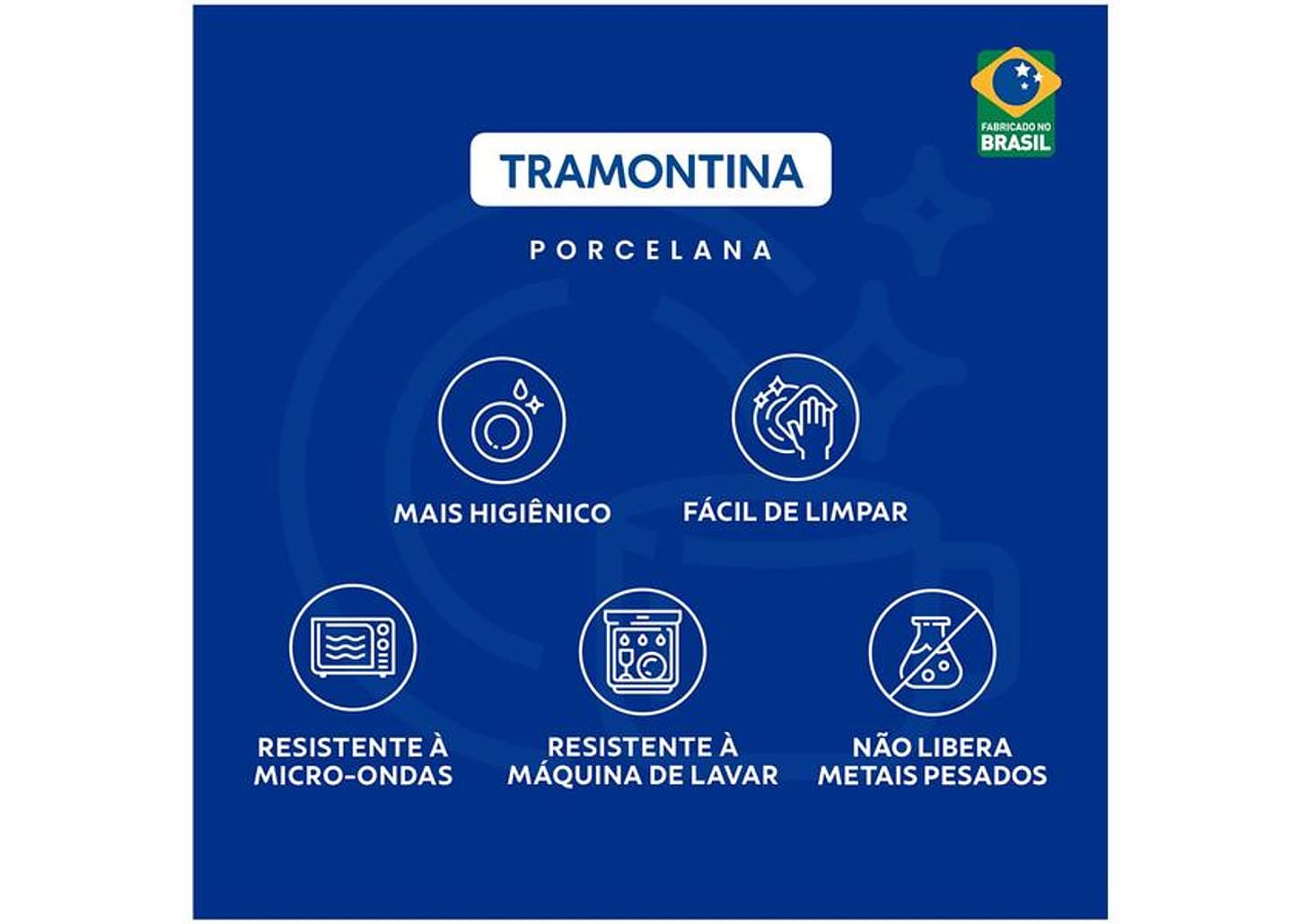 Aparelho de Jantar Sobremesa e Chá 20 Peças Tramontina de Porcelana Azul Redondo Algarve