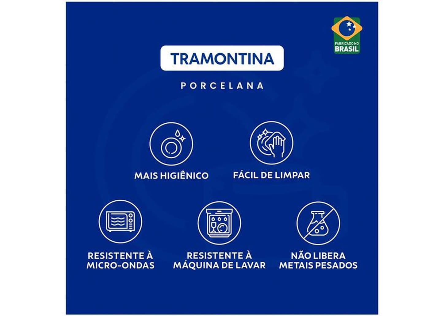 Aparelho de Jantar Sobremesa e Chá 20 Peças Tramontina de Porcelana Azul Redondo Umeko