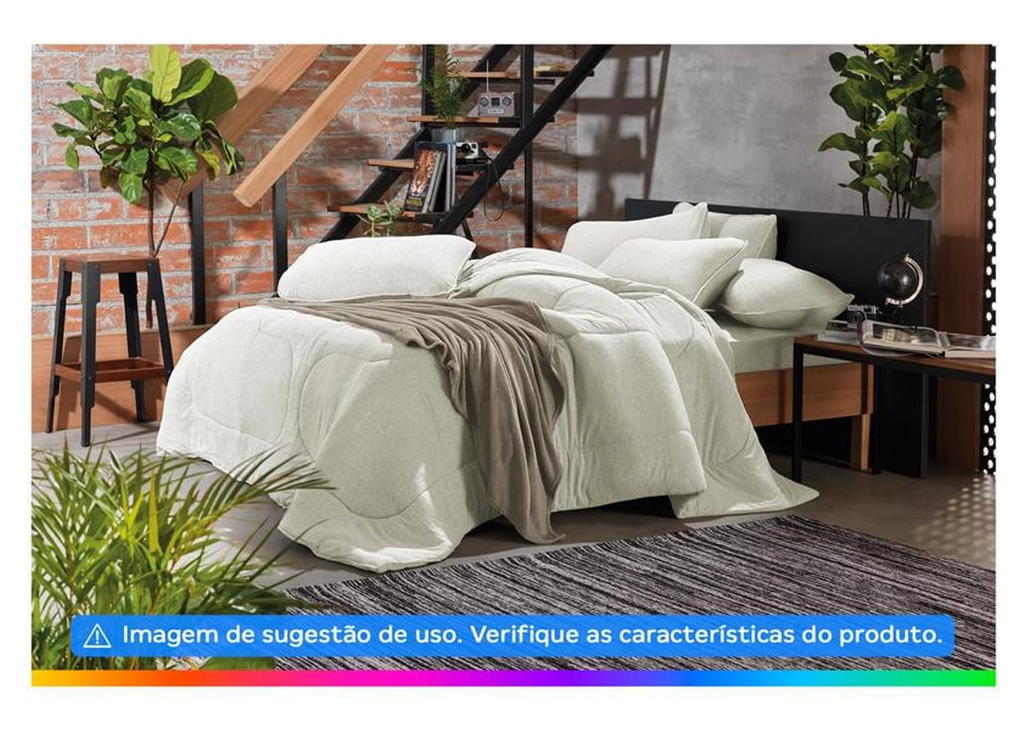 Jogo de Cama Solteiro Atlântica Mescla Urban Bege 2 Peças