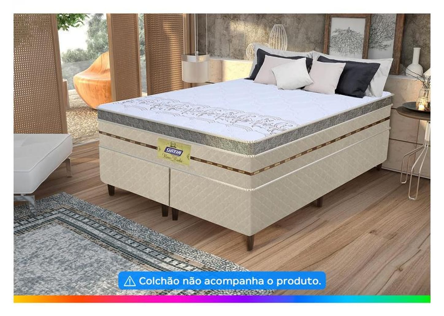 Base Cama Box Queen Gazin Bipartida 27x158x198cm - New Rubi
