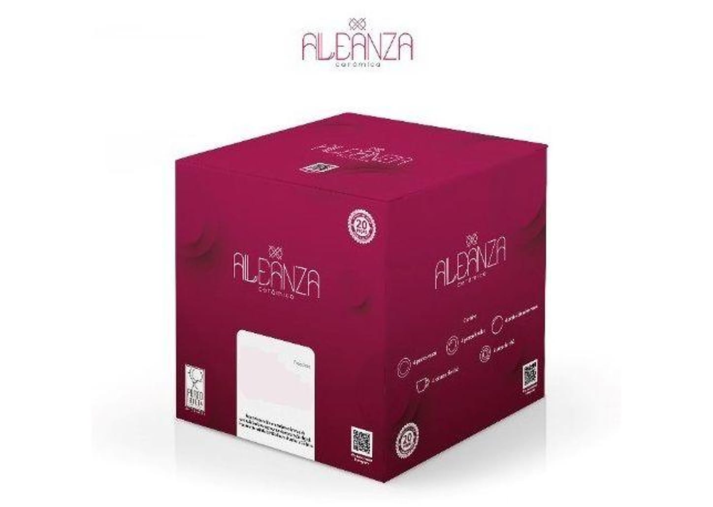 Aparelho de Jantar e Chá 20 Peças Alleanza de Cerâmica Branco e Azul Redondo Sorrento