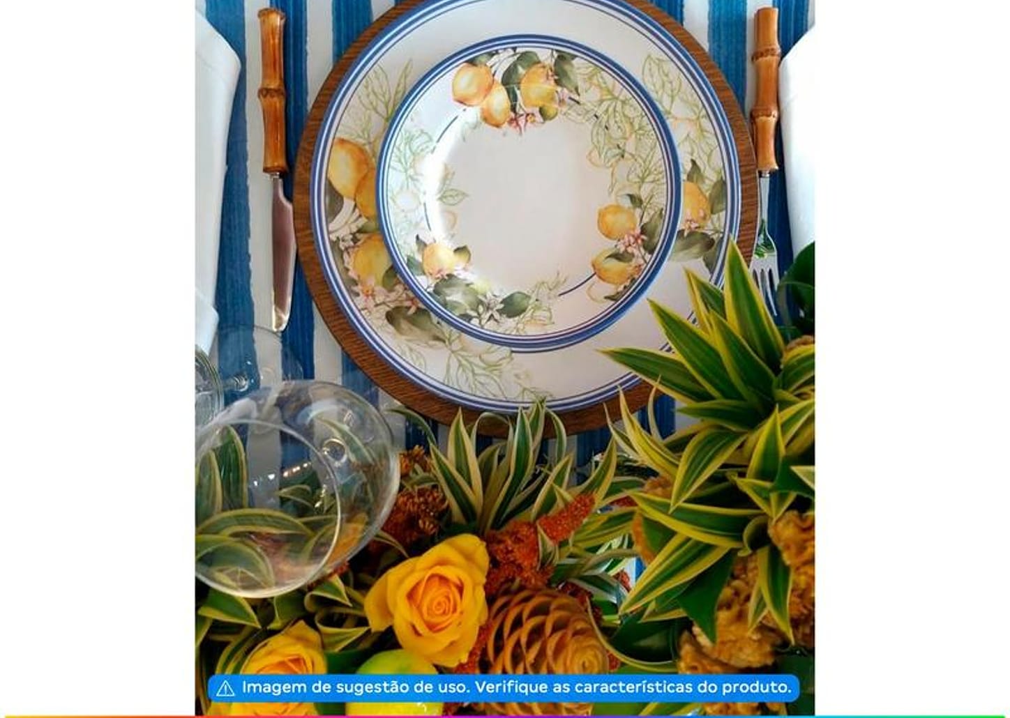 Aparelho de Jantar e Chá 20 Peças Alleanza de Cerâmica Branco e Azul Redondo Sorrento