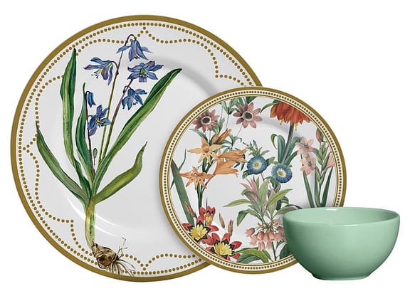 Aparelho de Jantar 12 Peças Alleanza Cerâmica Branco e Verde Água Redondo Bulbo