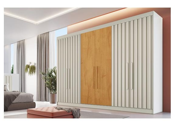 Guarda-roupa Casal 6 Portas 6 Gavetas Móveis Europa Ripado Potente