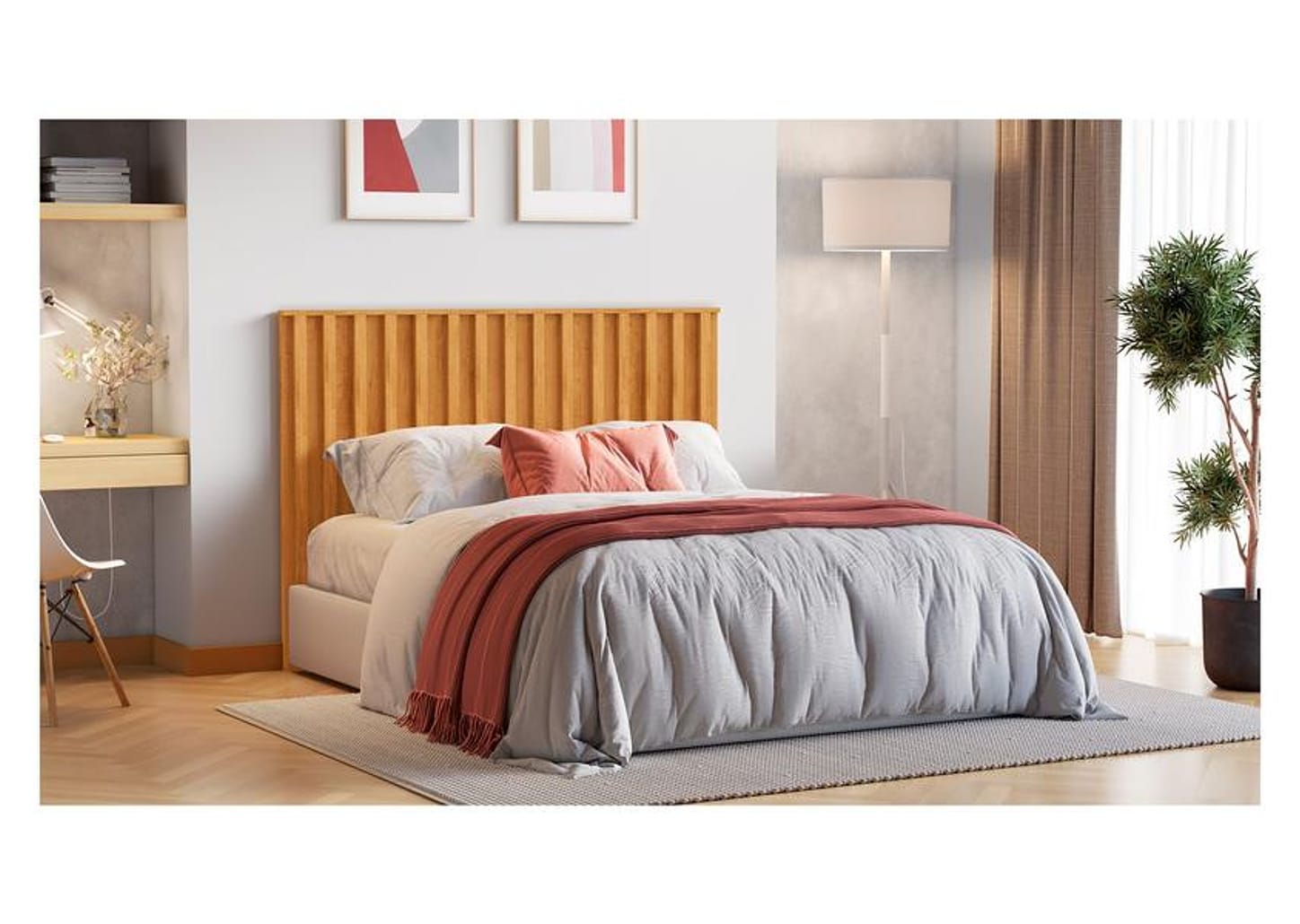 Cabeceira Casal Ripada Pintura UV Móveis Europa - Vitória Peroba