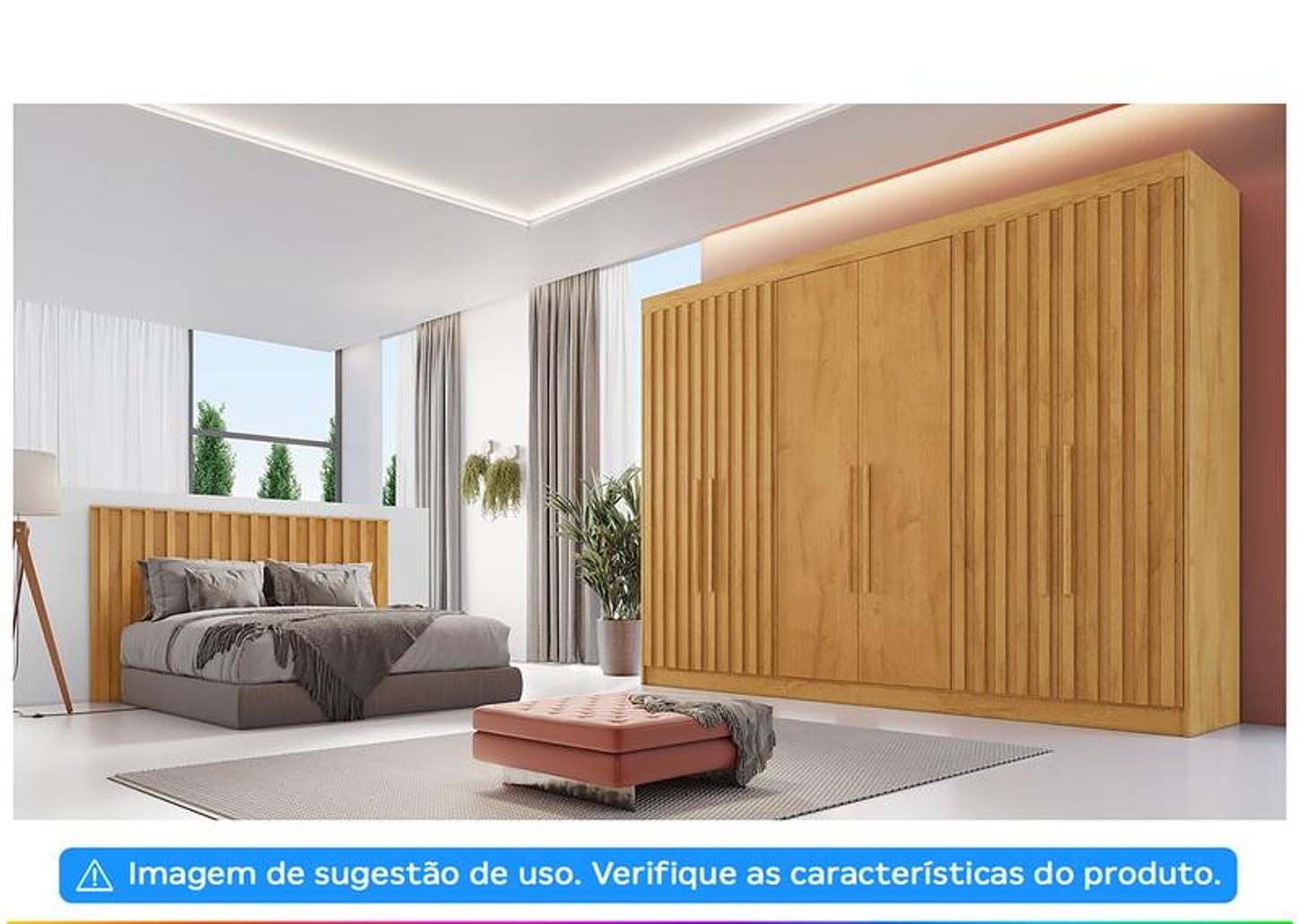 Guarda-roupa Casal 6 Portas 6 Gavetas Móveis Europa Ripado Potente