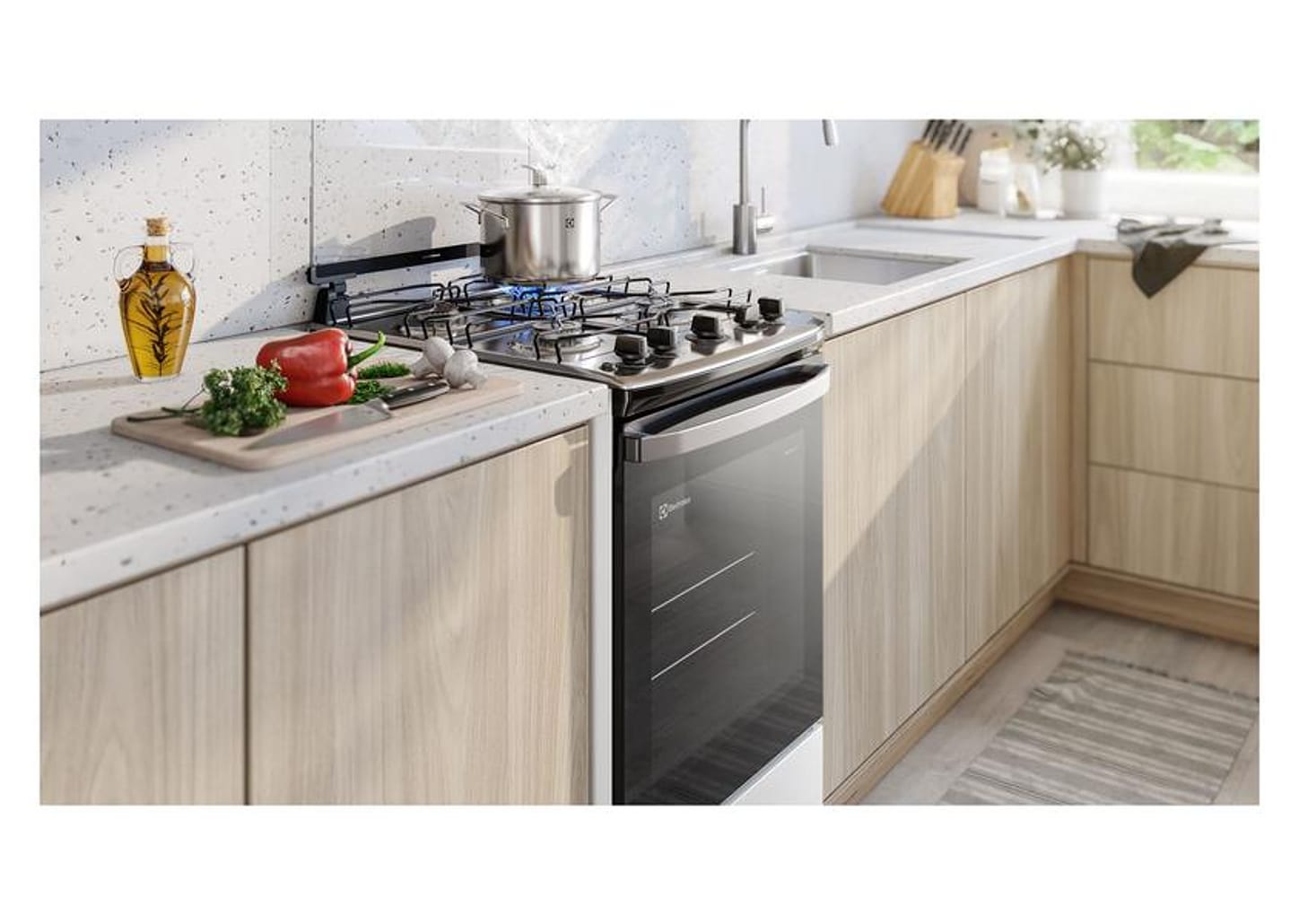 Fogão 4 Bocas Electrolux Mesa de Inox Branco - Acendimento Automático PerfectCook FE4IB