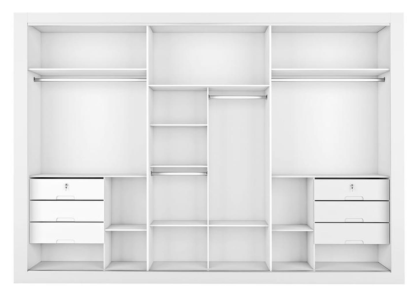 Guarda-roupa Casal 3 Portas de Correr 6 Gavetas Móveis Europa Ripado York