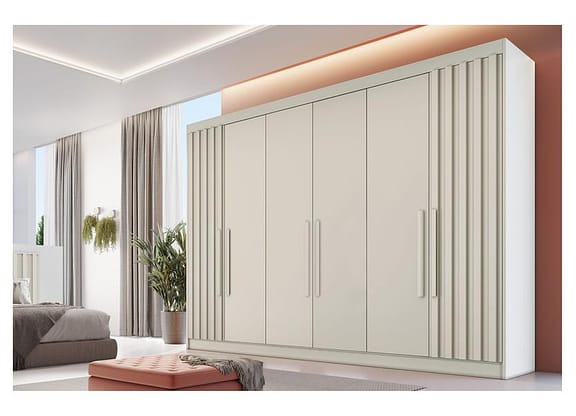 Guarda-roupa Casal 6 Portas 6 Gavetas Móveis Europa Ripado Potente