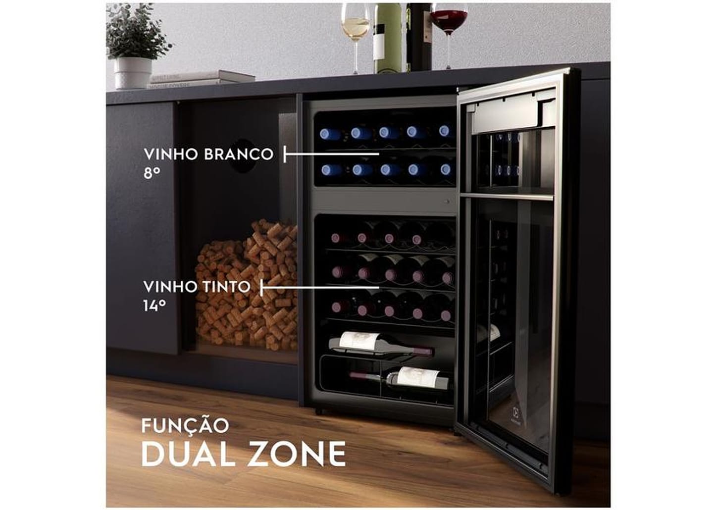 Adega Electrolux 29 Unidades com Compressor - Dual Zone Preto com LED 1 Porta WDF29