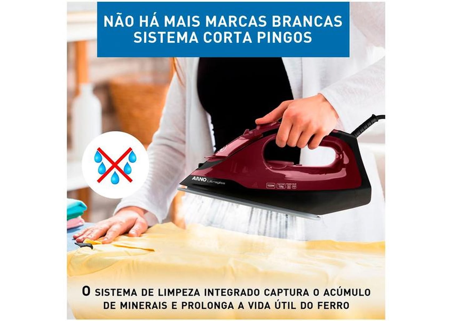 Ferro de Passar Roupa a Vapor Arno Ultragliss FMV - Rosa e Preto