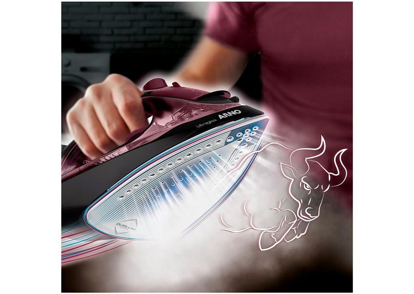 Ferro de Passar Roupa a Vapor Arno Ultragliss FMV - Rosa e Preto